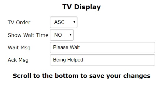 DSS Check In TV display settings